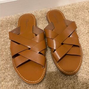 Madewell Tan Leather Crisscross Sandals